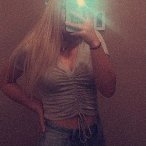 Green tie up crop top